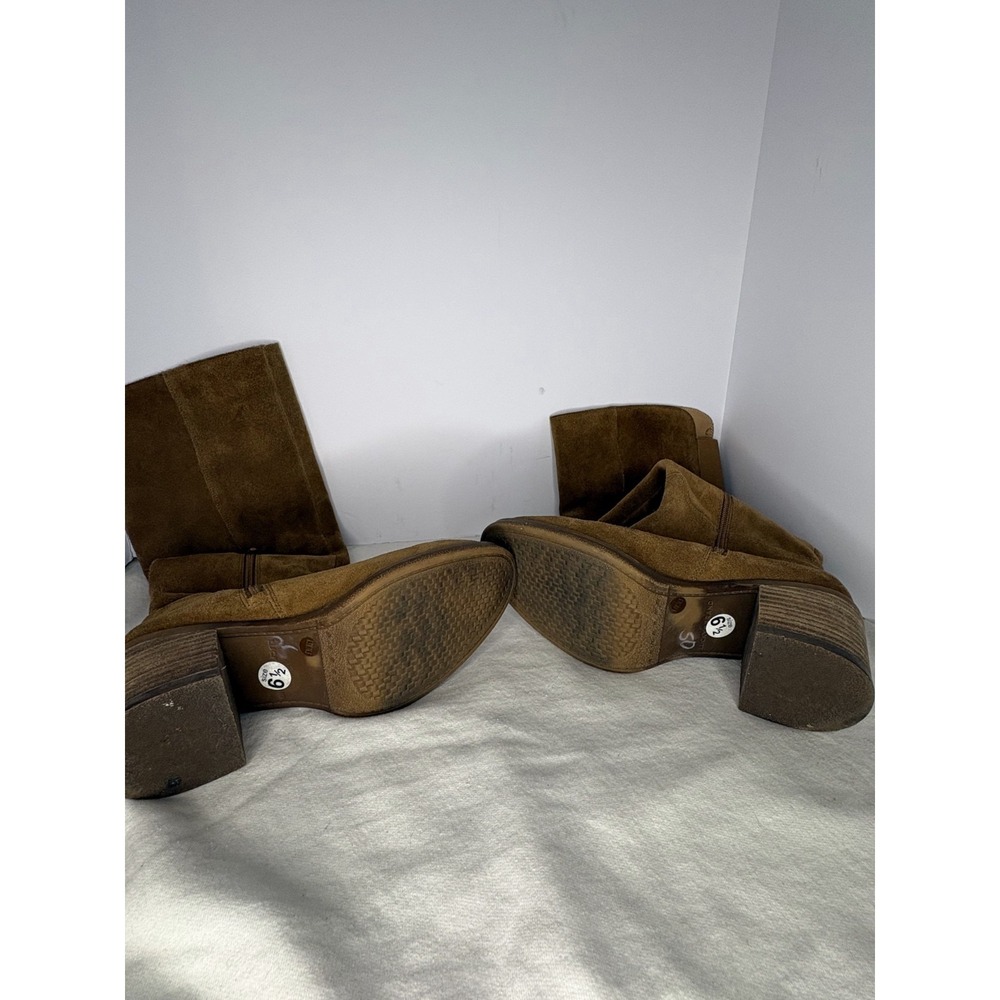 Lucky Brand Suede High Knee Boots Women's Size 6.5 Brown Block Heel Side Zip - Picture 8 of 10